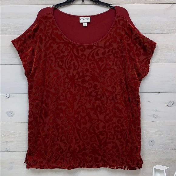 Ava & Viv Tops - Ava & Viv Blouse Red Velvet Design